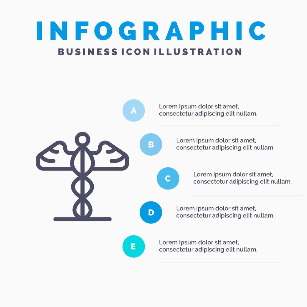 geneeskunde medisch gezondheidszorg Griekenland lijn icoon met 5 stappen presentatie infographics achtergrond vector
