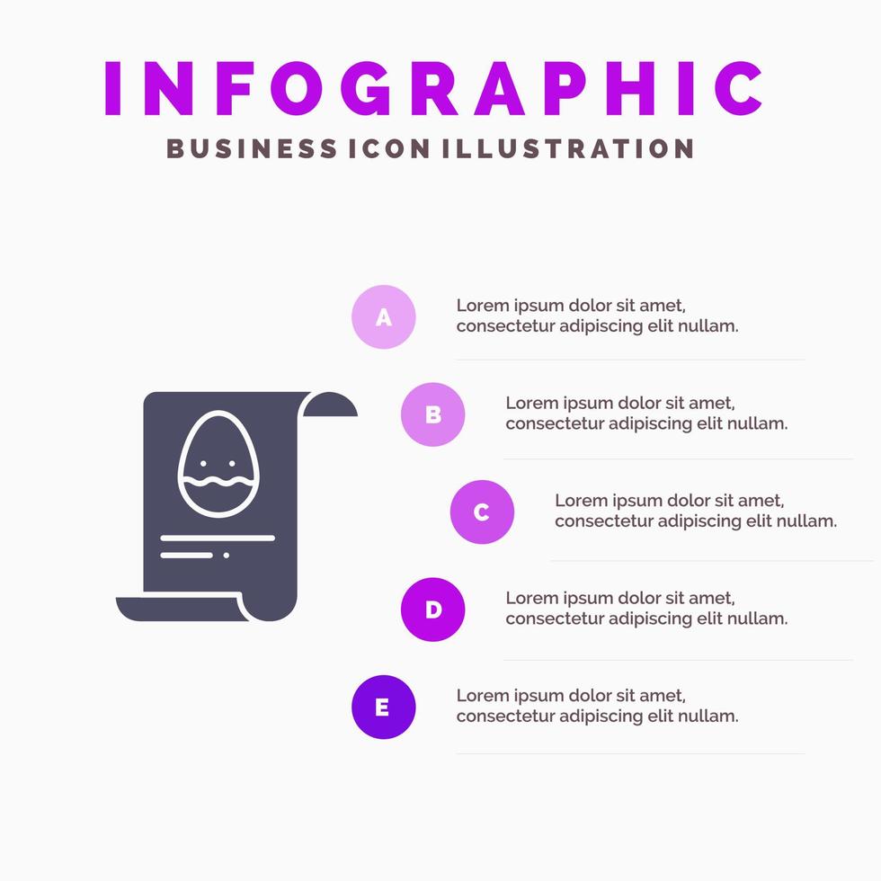 het dossier gegevens Pasen ei solide icoon infographics 5 stappen presentatie achtergrond vector