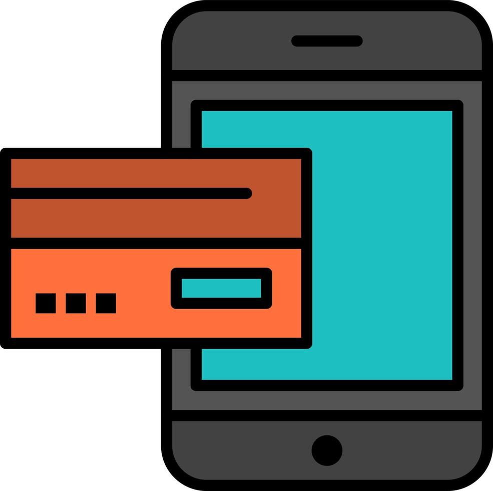 betaling bank bank kaart credit mobiel geld smartphone vlak kleur icoon vector icoon banier sjabloon