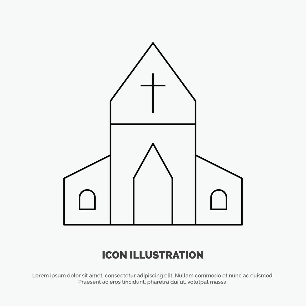 kerk huis Pasen kruis lijn icoon vector