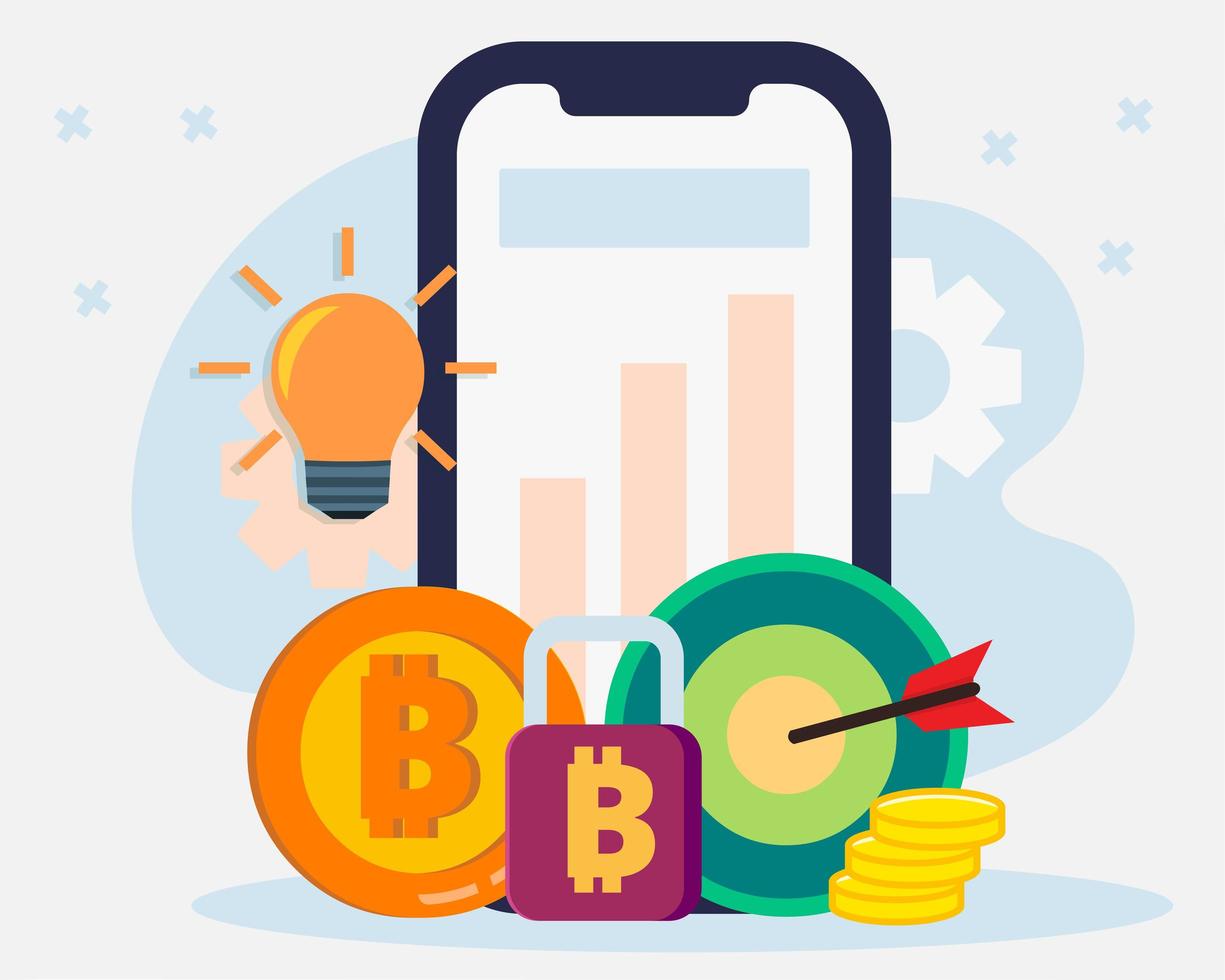 cryptocurrency-transactie op de illustratie van het smartphoneconcept vector