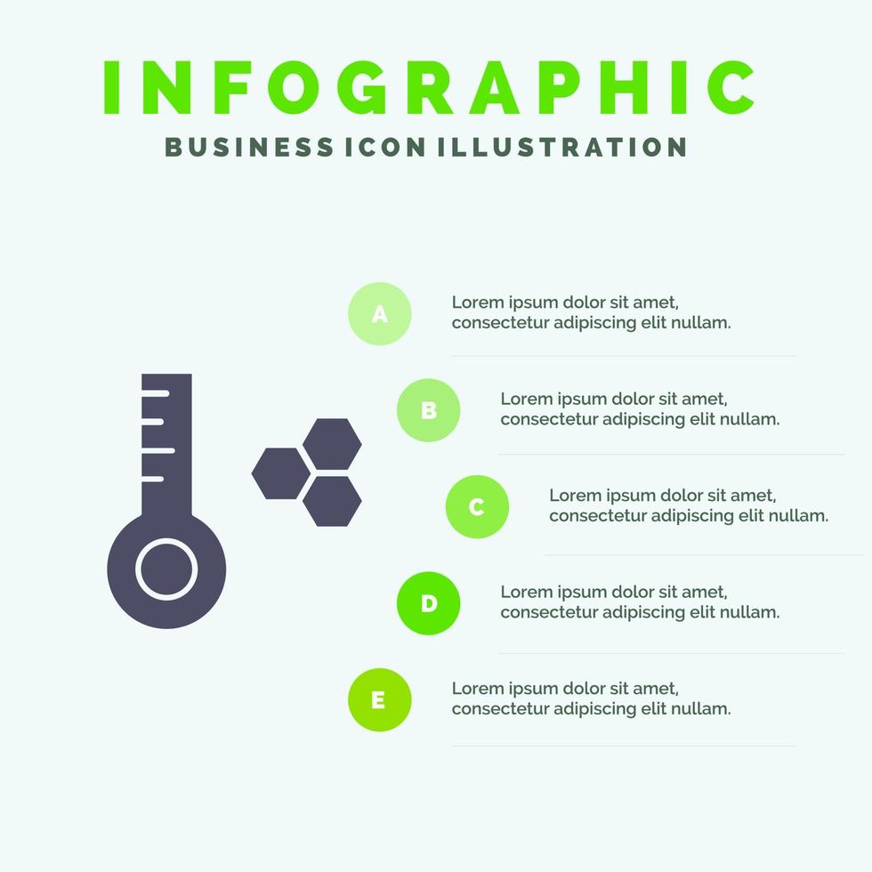 temperatuur temperatuur meter thermometer solide icoon infographics 5 stappen presentatie achtergrond vector