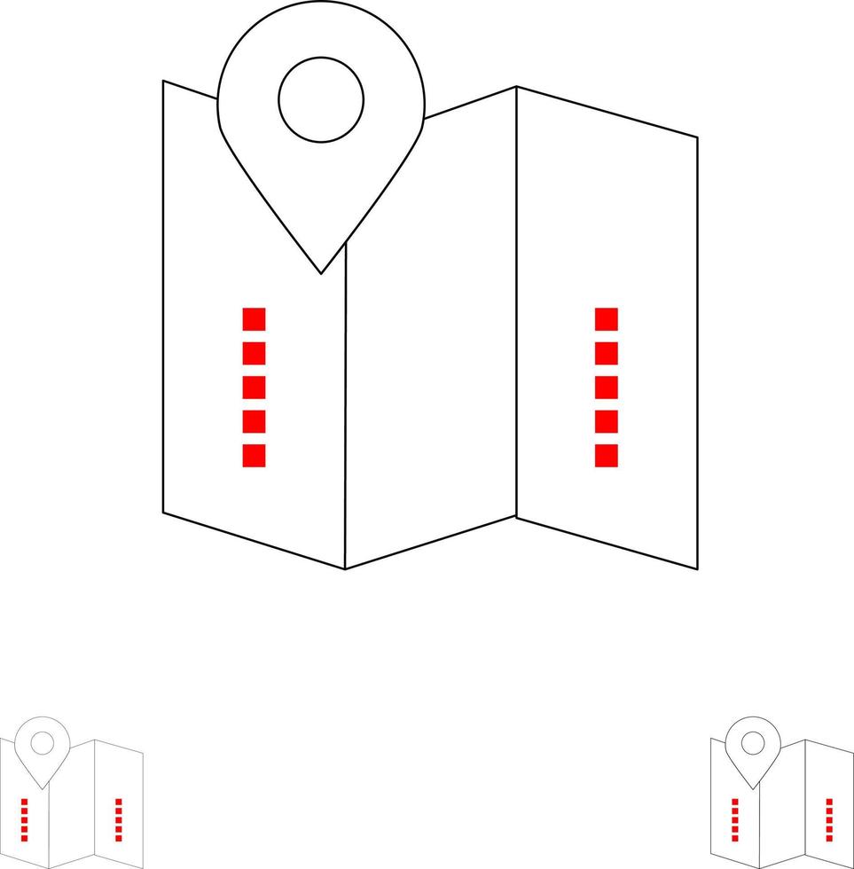 kaart plaats routebeschrijving plaats stoutmoedig en dun zwart lijn icoon reeks vector