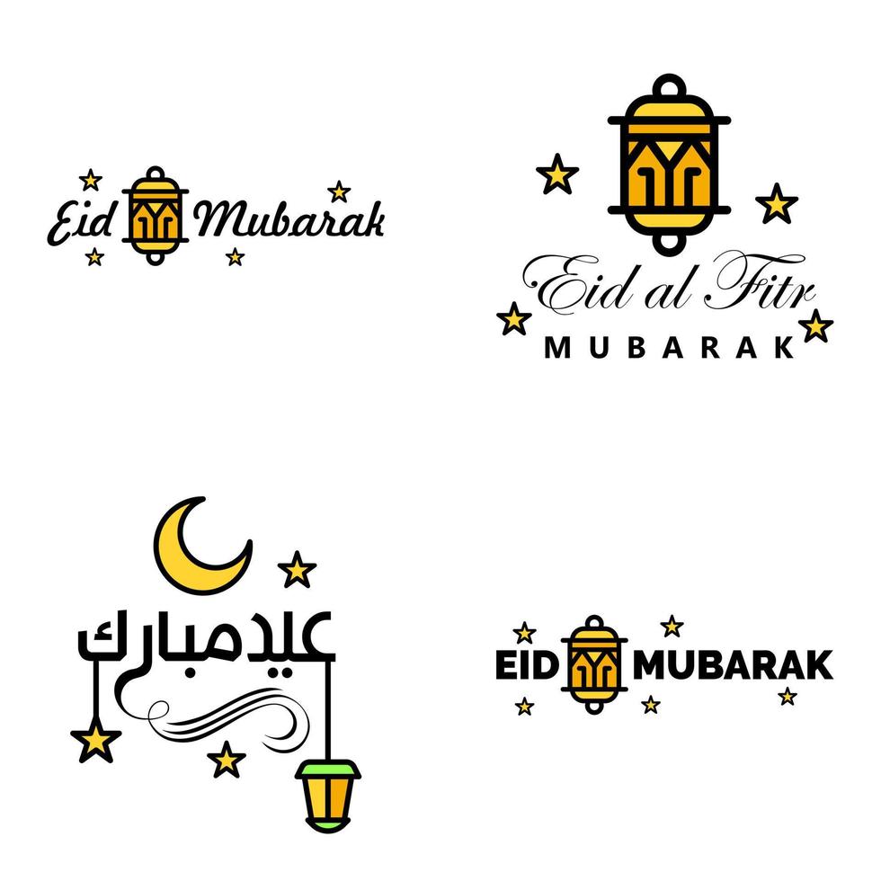 4 het beste eid mubarak zinnen gezegde citaat tekst of belettering decoratief fonts vector script en cursief handgeschreven typografie voor ontwerpen brochures banier flyers en t-shirts