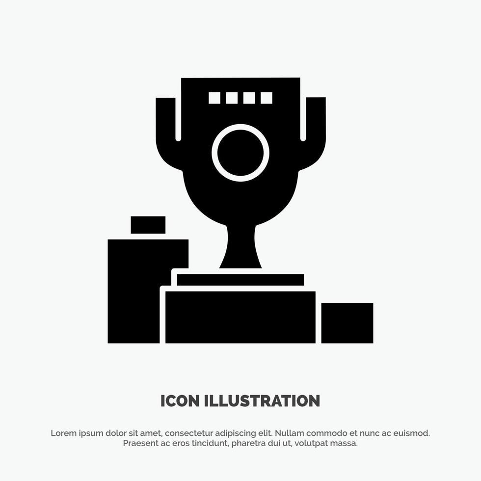 kom ceremonie kampioen kop beker solide glyph icoon vector