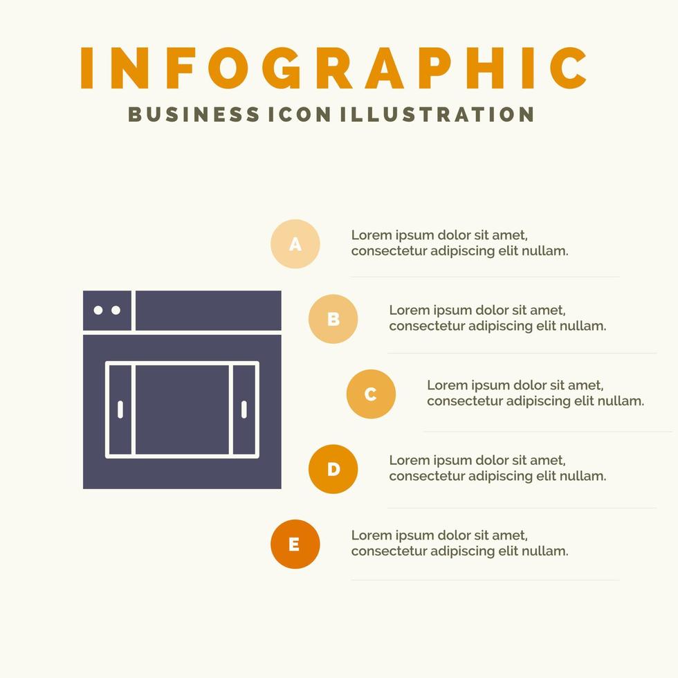 web ontwerp mobiel solide icoon infographics 5 stappen presentatie achtergrond vector