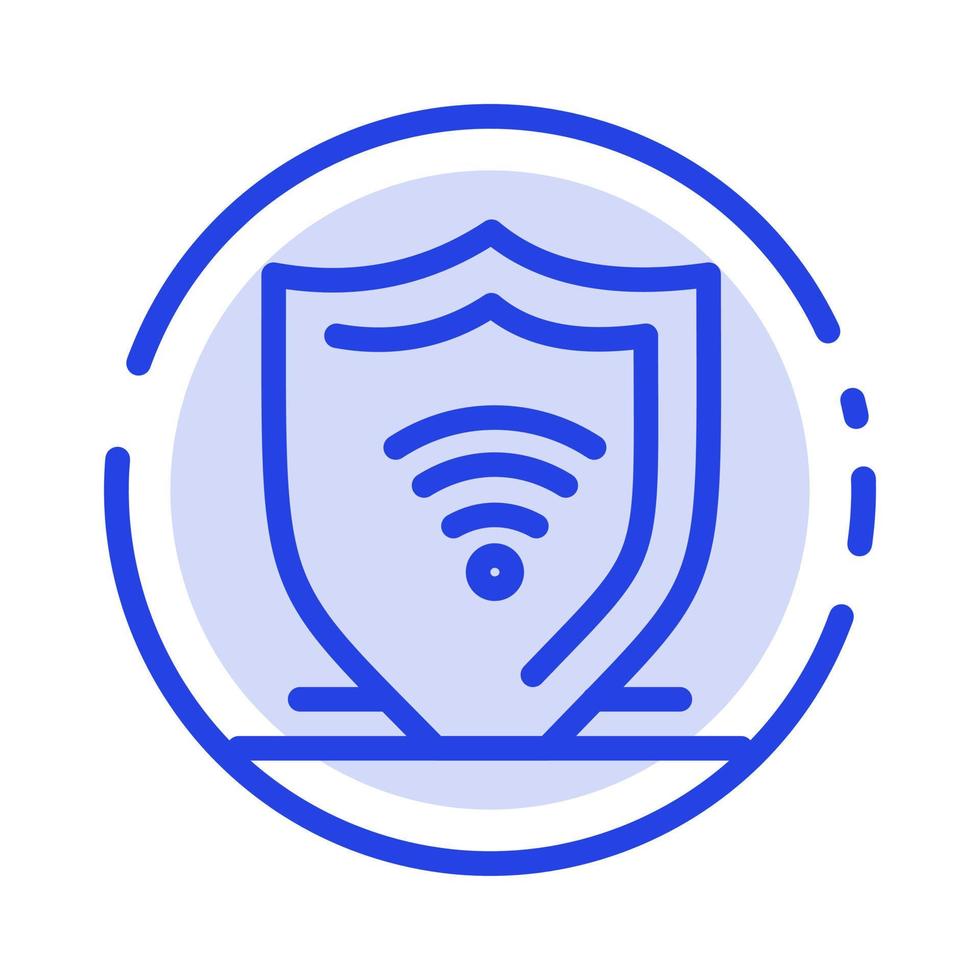 internet internet veiligheid beschermen schild blauw stippel lijn lijn icoon vector