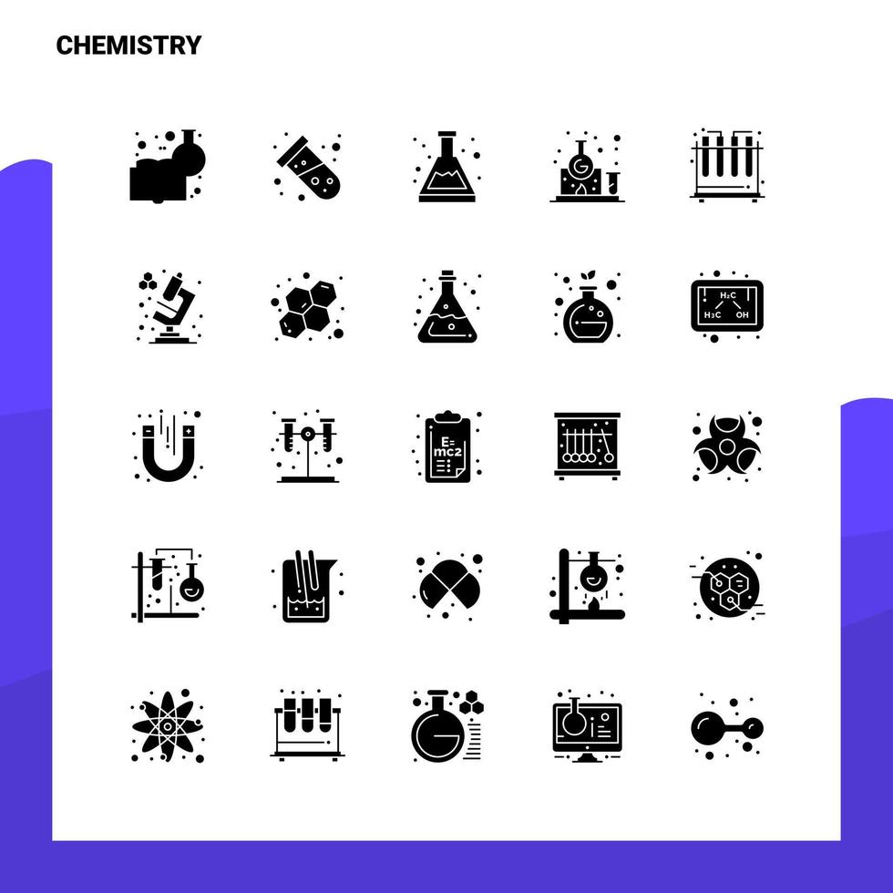 25 chemie icoon reeks solide glyph icoon vector illustratie sjabloon voor web en mobiel ideeën voor bedrijf bedrijf