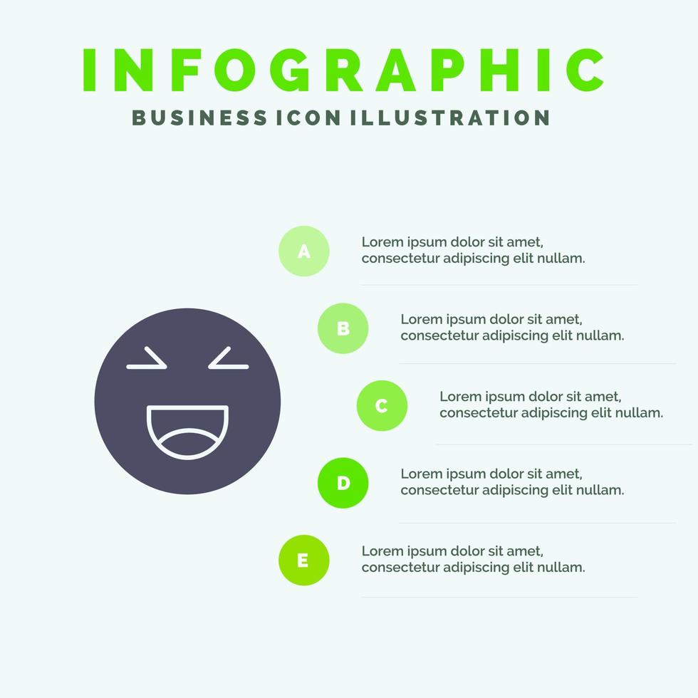 babbelen emoji's glimlach gelukkig solide icoon infographics 5 stappen presentatie achtergrond vector
