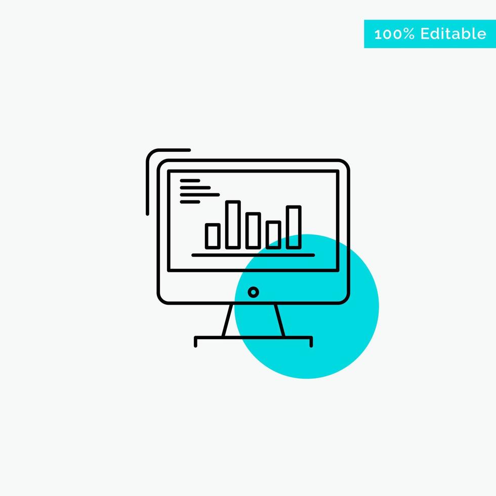 tabel analytics bedrijf computer diagram afzet trends turkoois hoogtepunt cirkel punt vector icoon