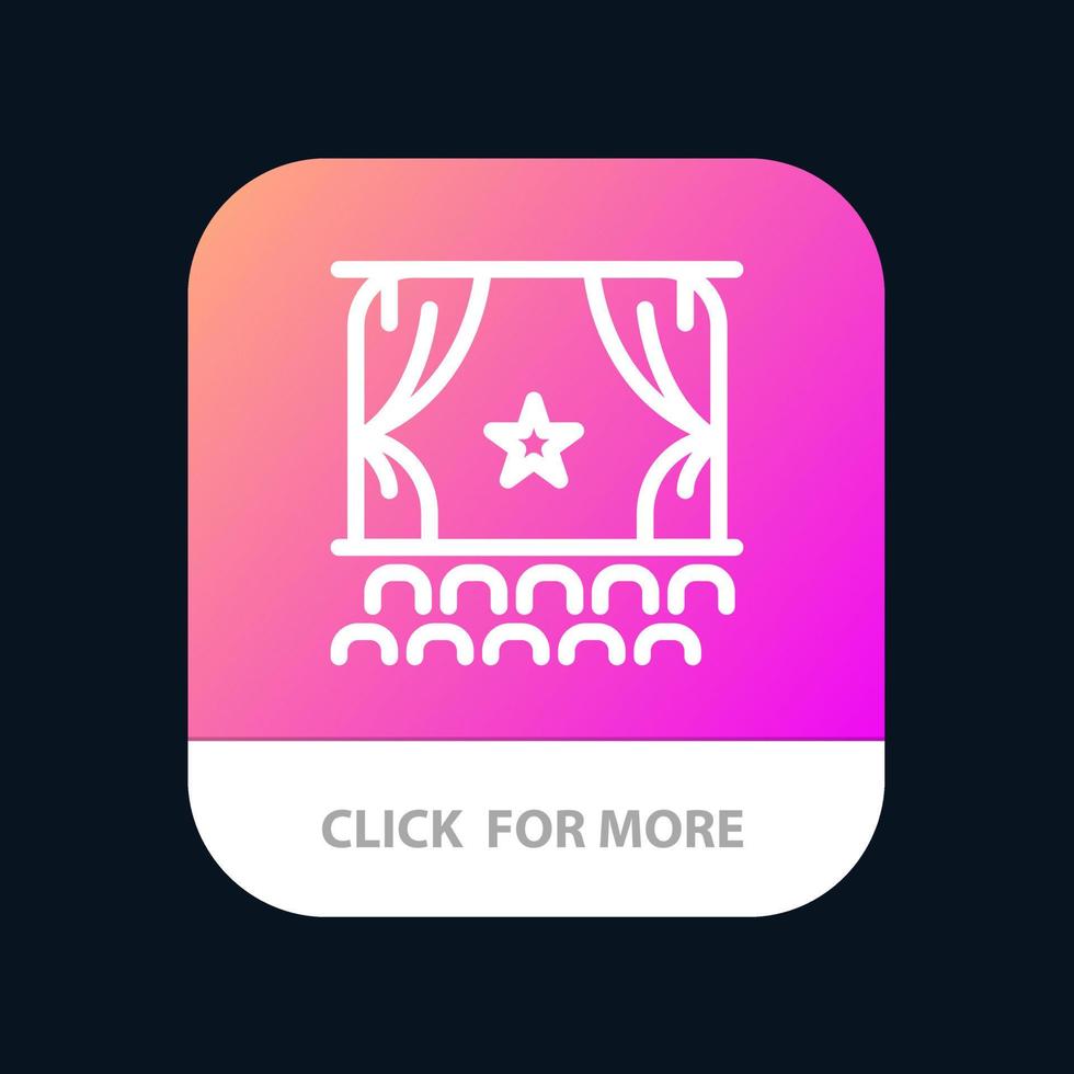 bioscoop debuut film prestatie première mobiel app knop android en iOS lijn versie vector