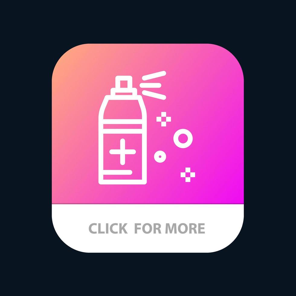fles schoonmaak verstuiven mobiel app knop android en iOS lijn versie vector