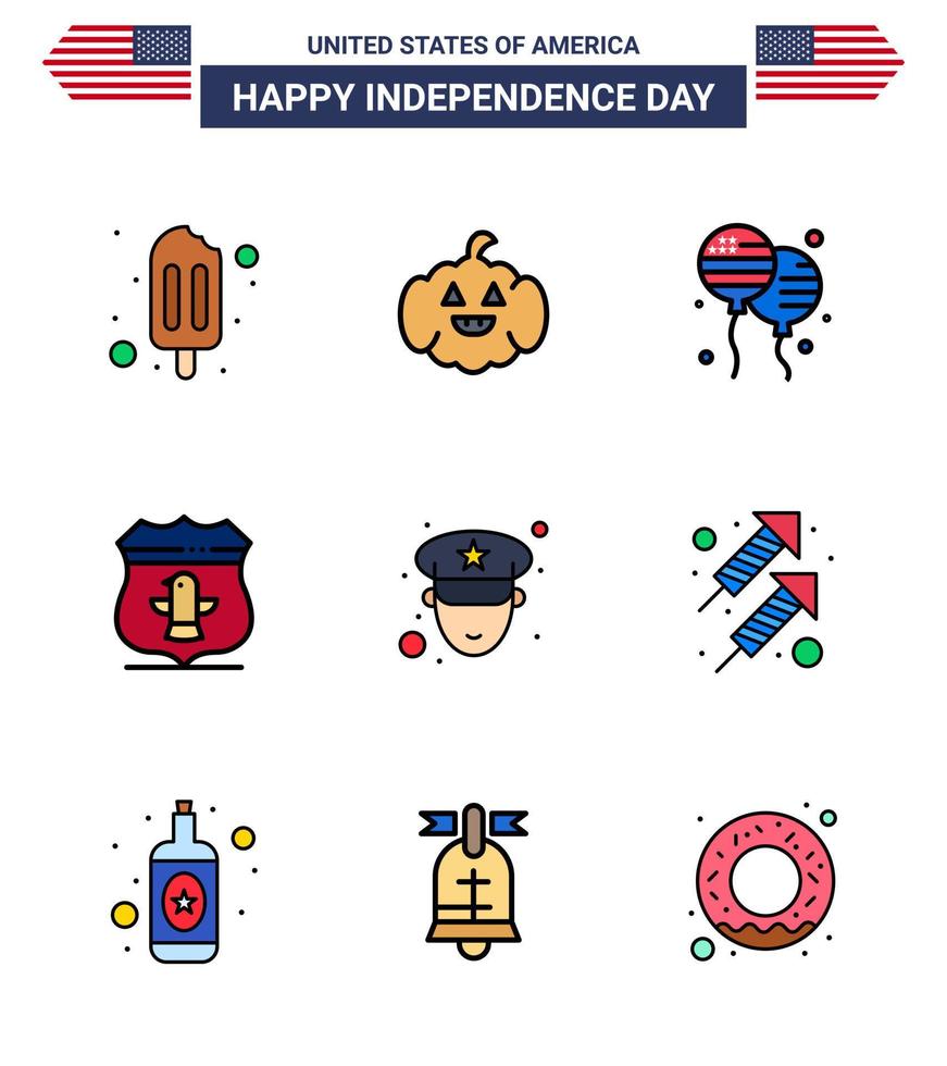 9 creatief Verenigde Staten van Amerika pictogrammen modern onafhankelijkheid tekens en 4e juli symbolen van viering officier vlieg Mens Amerikaans bewerkbare Verenigde Staten van Amerika dag vector ontwerp elementen