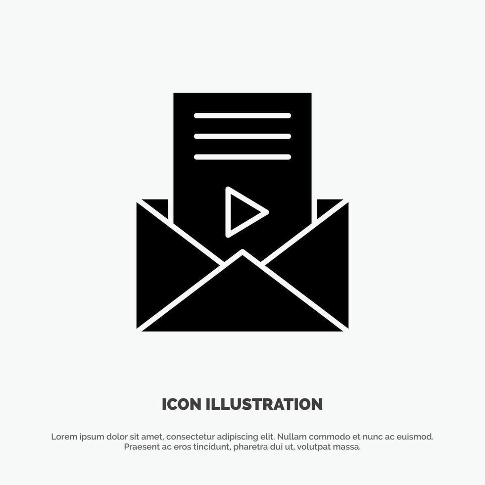 mail bericht sms video speler solide glyph icoon vector