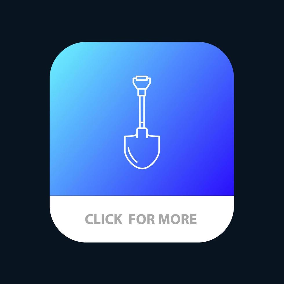 showel Schep gereedschap reparatie graven mobiel app knop android en iOS lijn versie vector