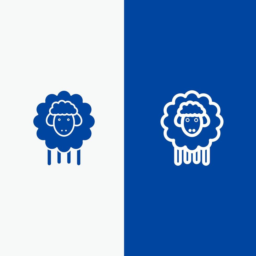 Pasen lam schapen voorjaar lijn en glyph solide icoon blauw banier lijn en glyph solide icoon blauw banier vector