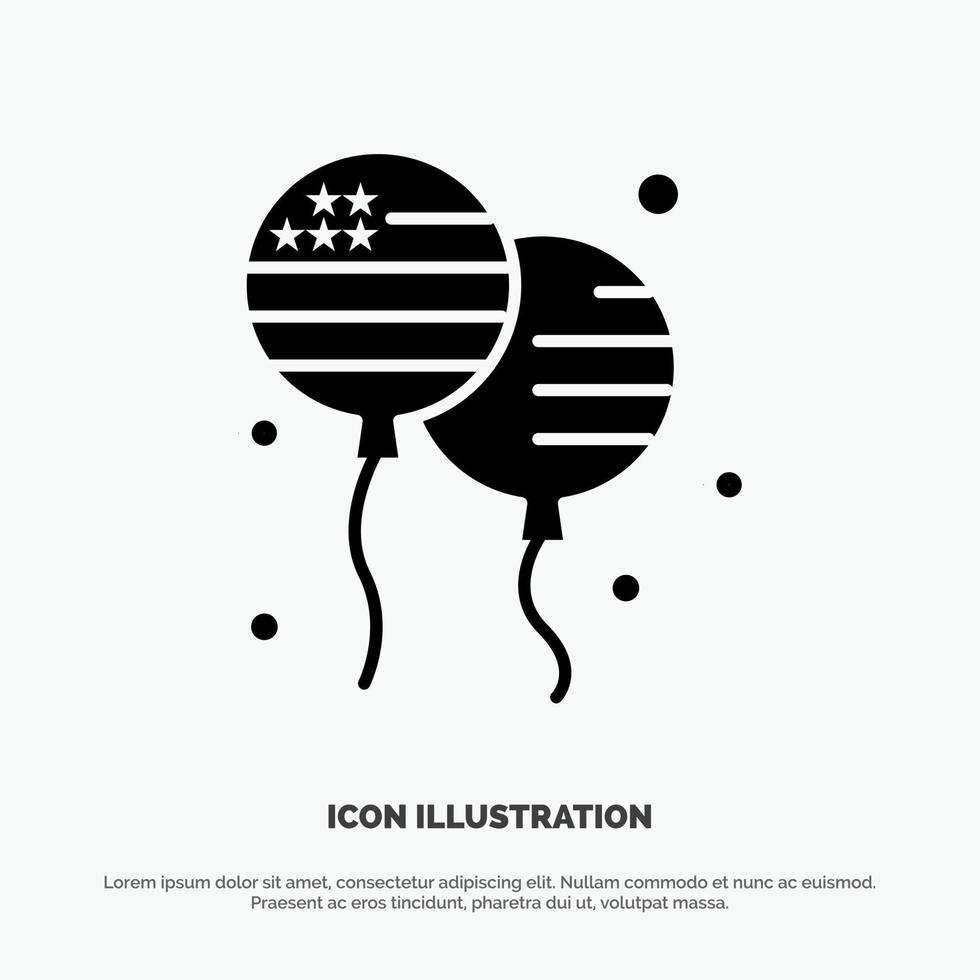 ballon ballonnen vlieg Amerikaans solide glyph icoon vector