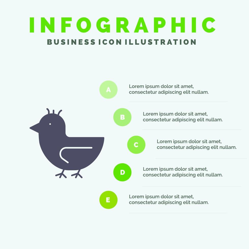 eend gans zwaan voorjaar solide icoon infographics 5 stappen presentatie achtergrond vector