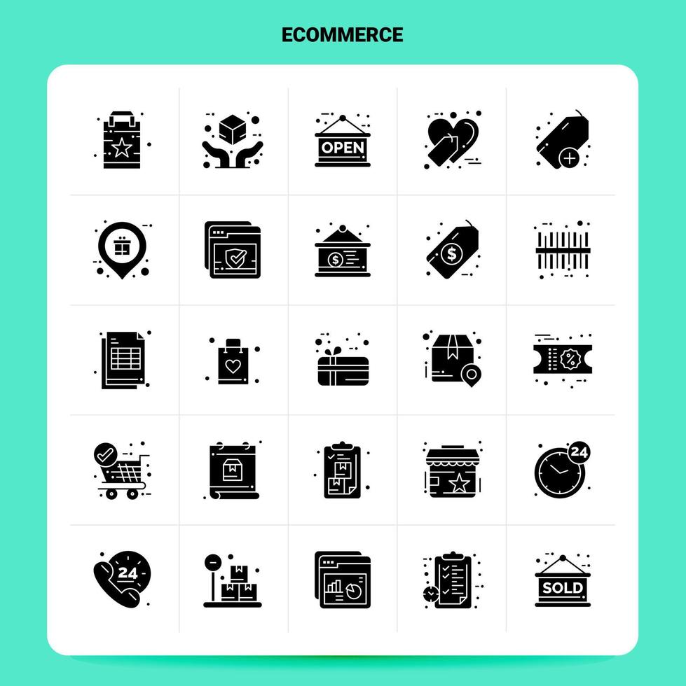 solide 25 ecommerce icoon reeks vector glyph stijl ontwerp zwart pictogrammen reeks web en mobiel bedrijf ideeën ontwerp vector illustratie