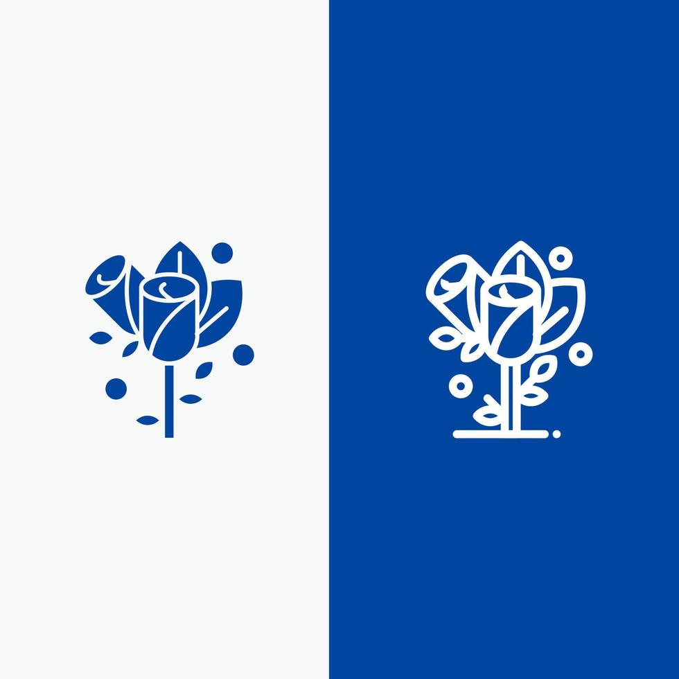 bloem liefde hart bruiloft lijn en glyph solide icoon blauw banier lijn en glyph solide icoon blauw banier vector