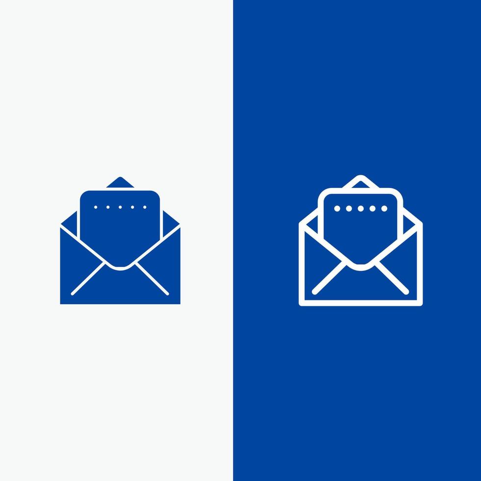 document mail lijn en glyph solide icoon blauw banier lijn en glyph solide icoon blauw banier vector