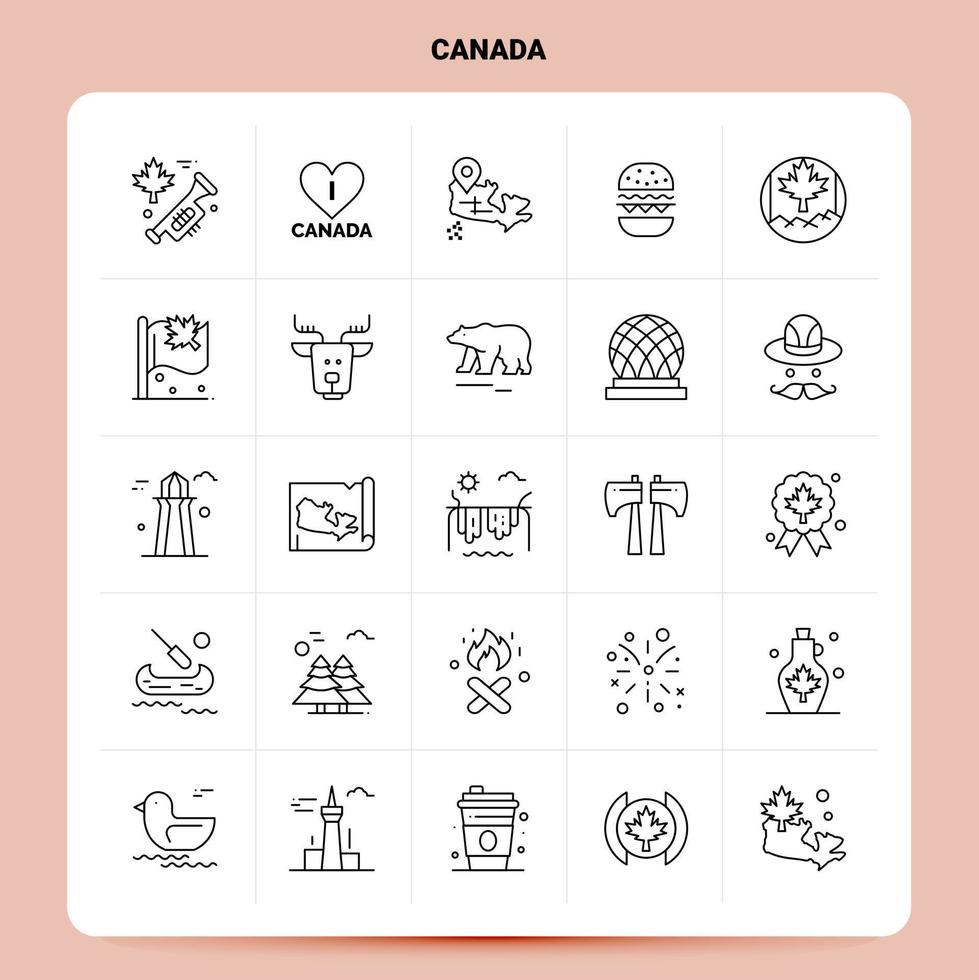 schets 25 Canada icoon reeks vector lijn stijl ontwerp zwart pictogrammen reeks lineair pictogram pak web en mobiel bedrijf ideeën ontwerp vector illustratie