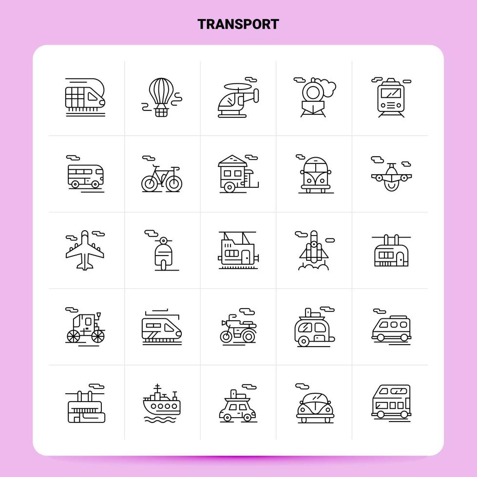 schets 25 vervoer icoon reeks vector lijn stijl ontwerp zwart pictogrammen reeks lineair pictogram pak web en mobiel bedrijf ideeën ontwerp vector illustratie