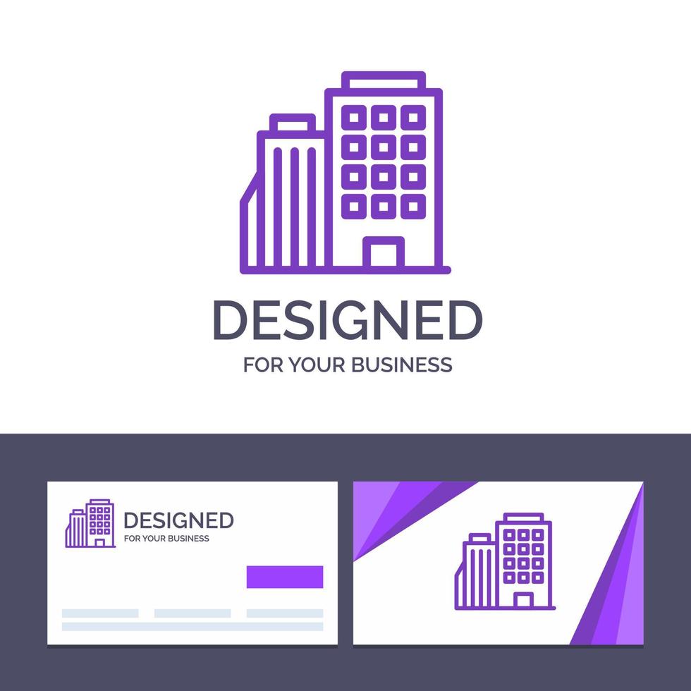 creatief bedrijf kaart en logo sjabloon hotel koken huis stad vector illustratie
