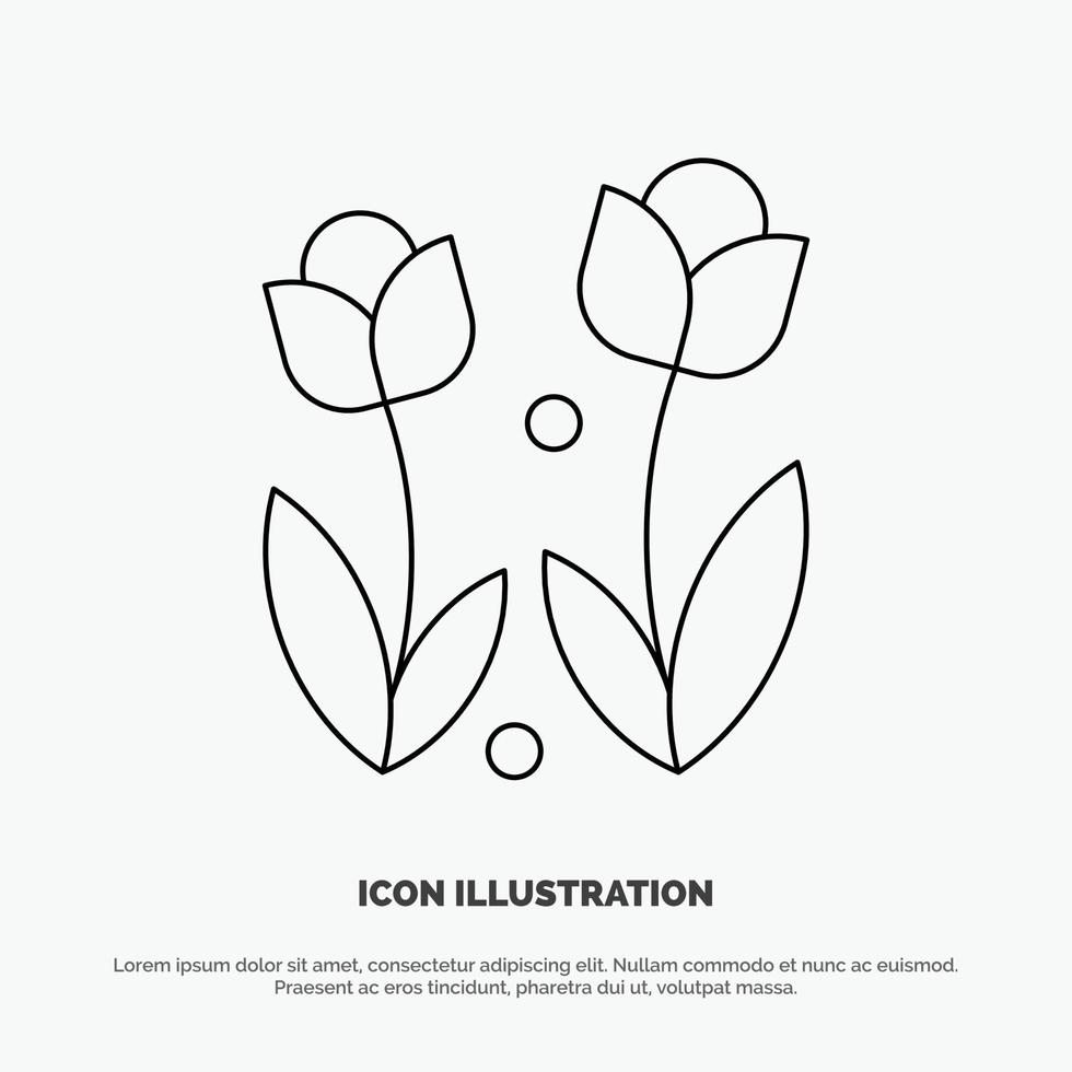 flora bloem natuur roos voorjaar lijn icoon vector