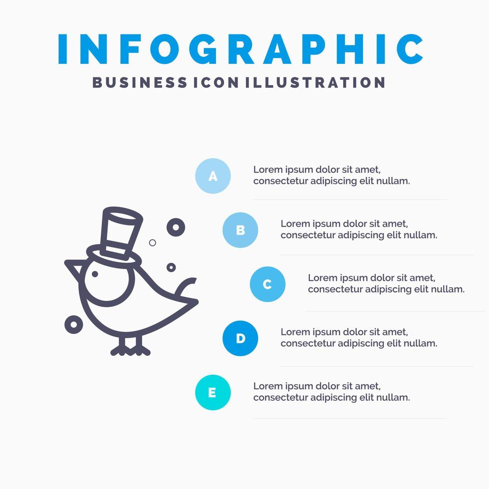 vogel vlieg huisdier mus lijn icoon met 5 stappen presentatie infographics achtergrond vector