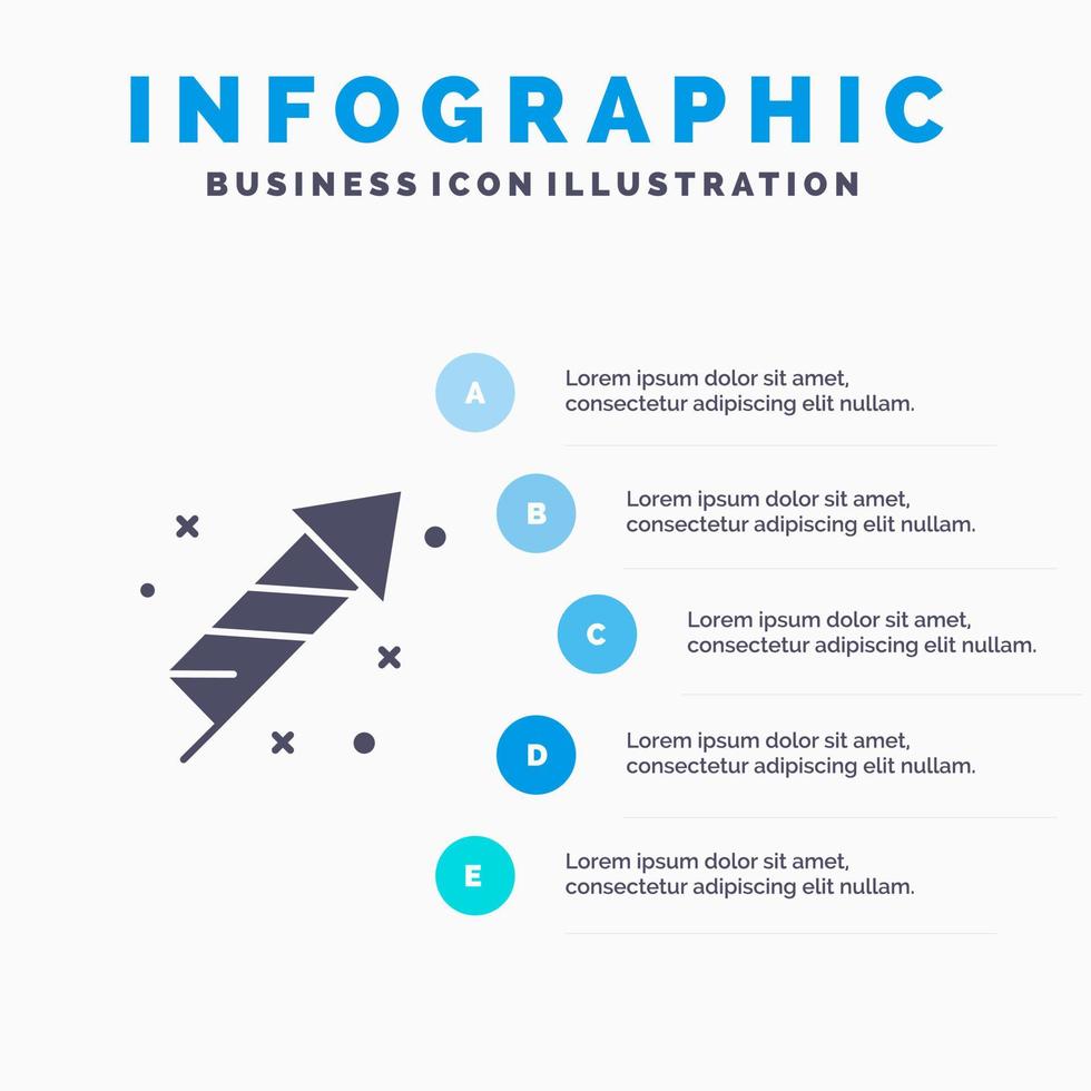 vuurwerk brand Pasen dag solide icoon infographics 5 stappen presentatie achtergrond vector