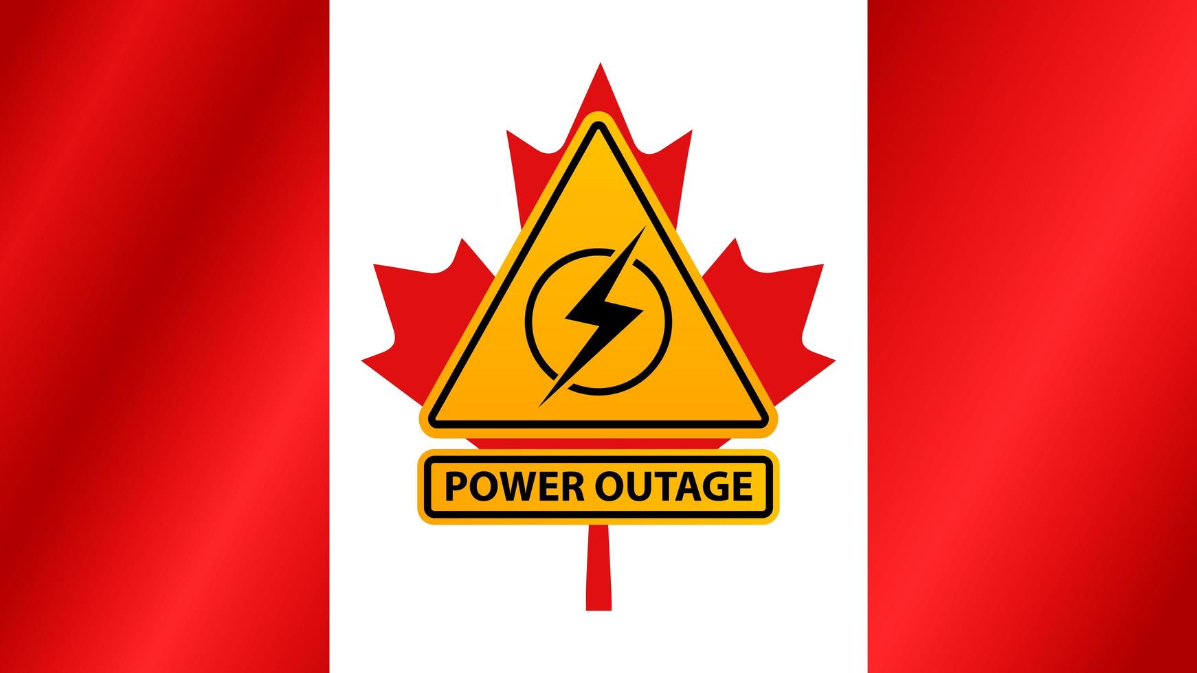 stroomstoring, geel waarschuwingsbord op de achtergrond van de vlag van Canada vector