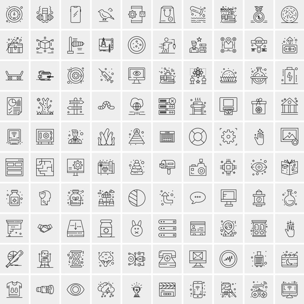 pak van 100 universeel lijn pictogrammen voor mobiel en web vector