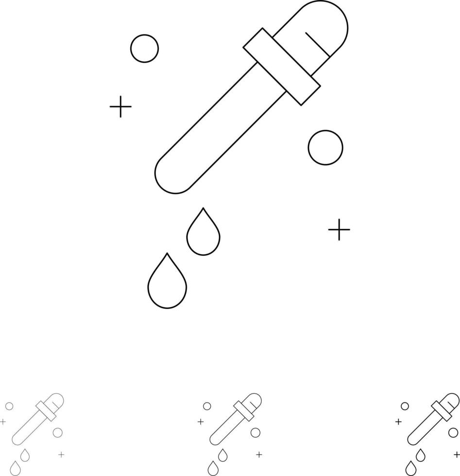 druppelaar pipet wetenschap stoutmoedig en dun zwart lijn icoon reeks vector