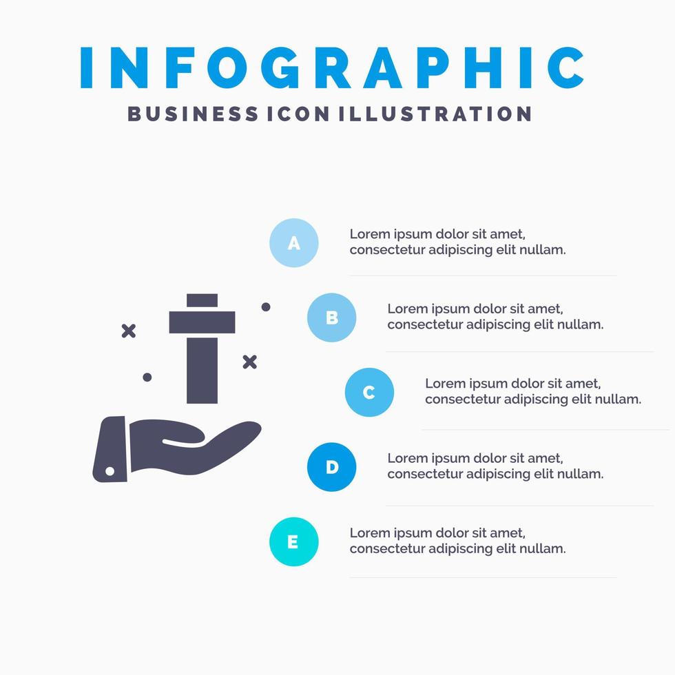 hand- viering christen kruis Pasen solide icoon infographics 5 stappen presentatie achtergrond vector