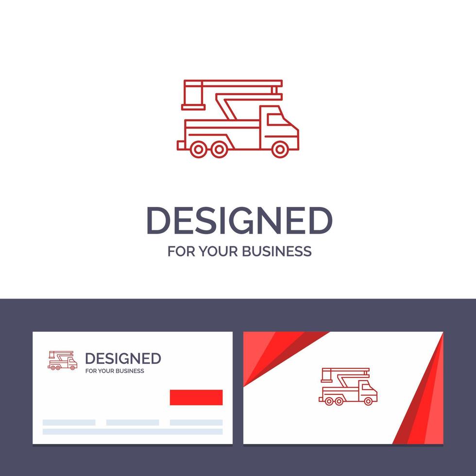 creatief bedrijf kaart en logo sjabloon kraan vrachtauto optillen hijs- vervoer vector illustratie