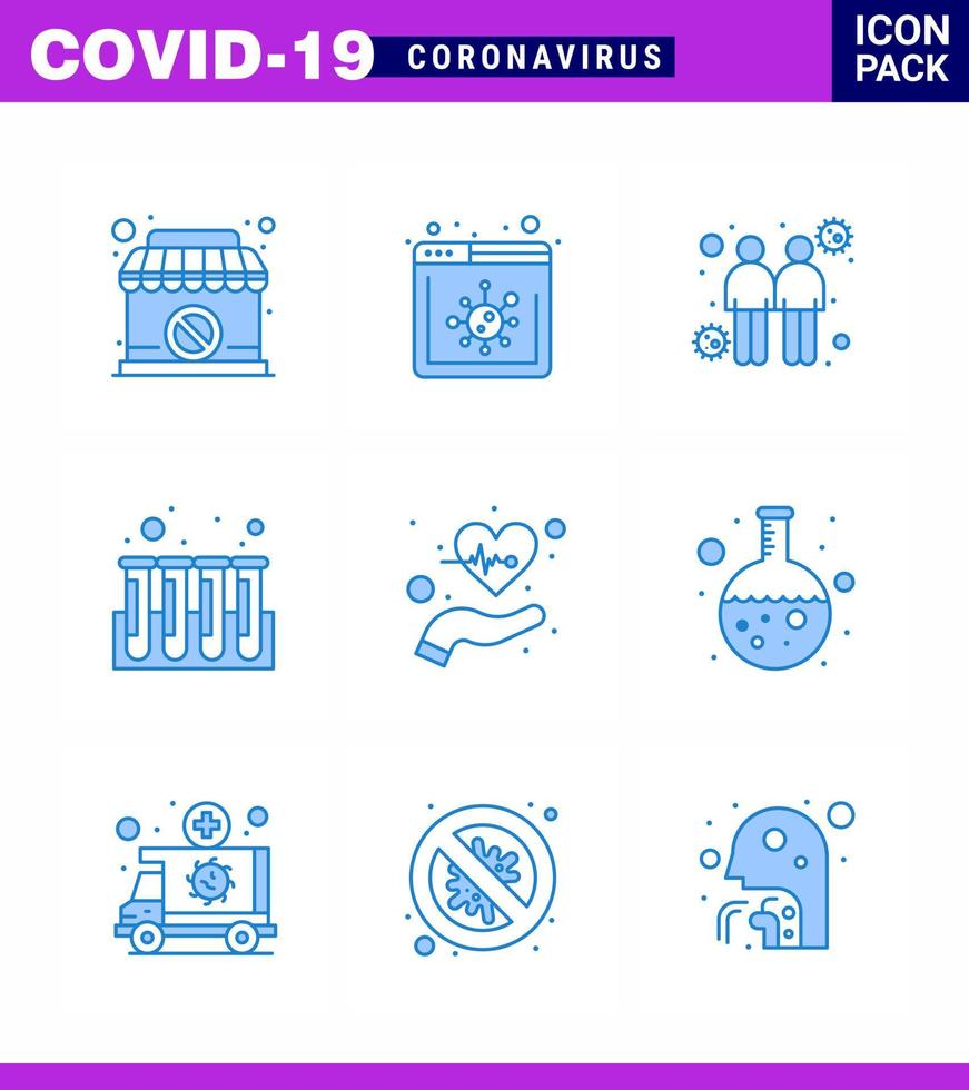 covid19 icoon reeks voor infographic 9 blauw pak zo net zo Gezondheid ritme verspreiding buizen experiment virale coronavirus 2019november ziekte vector ontwerp elementen