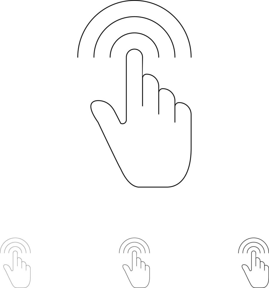 vinger gebaren hand- koppel kraan stoutmoedig en dun zwart lijn icoon reeks vector