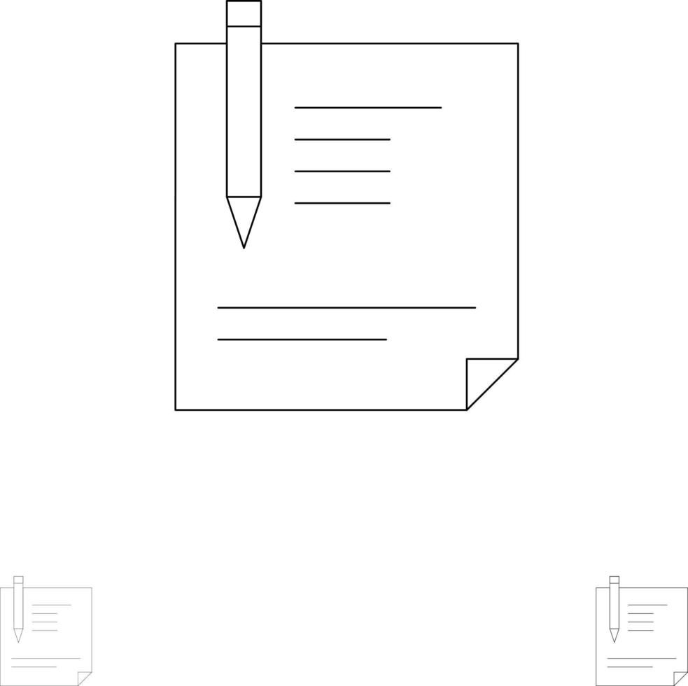 contract document het dossier bladzijde papier teken ondertekening stoutmoedig en dun zwart lijn icoon reeks vector