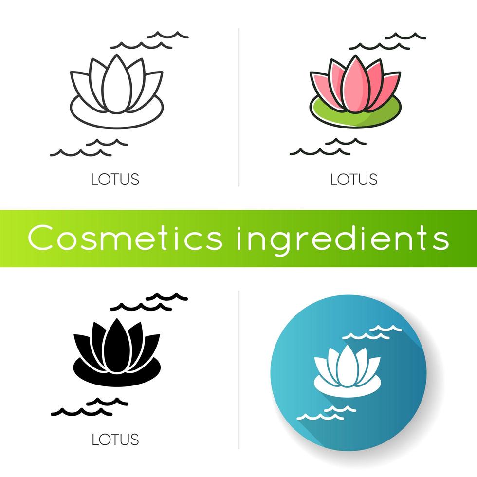 lotus pictogram. bloeiende leliebloem. yoga teken. meditatie en zen. cosmetisch ingrediënt om acne te genezen. vector