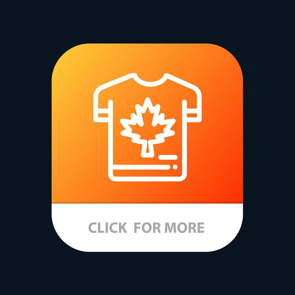 overhemd herfst Canada blad esdoorn- mobiel app knop android en iOS lijn versie vector