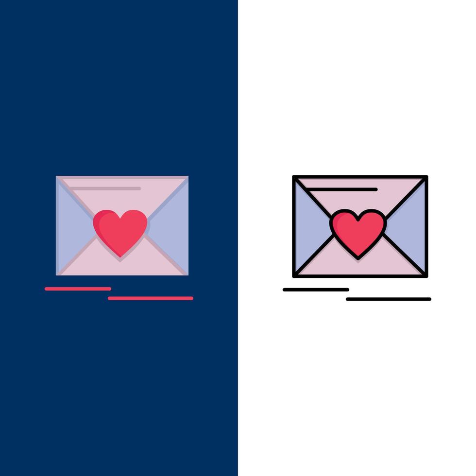 mail liefde hart bruiloft pictogrammen vlak en lijn gevulde icoon reeks vector blauw achtergrond