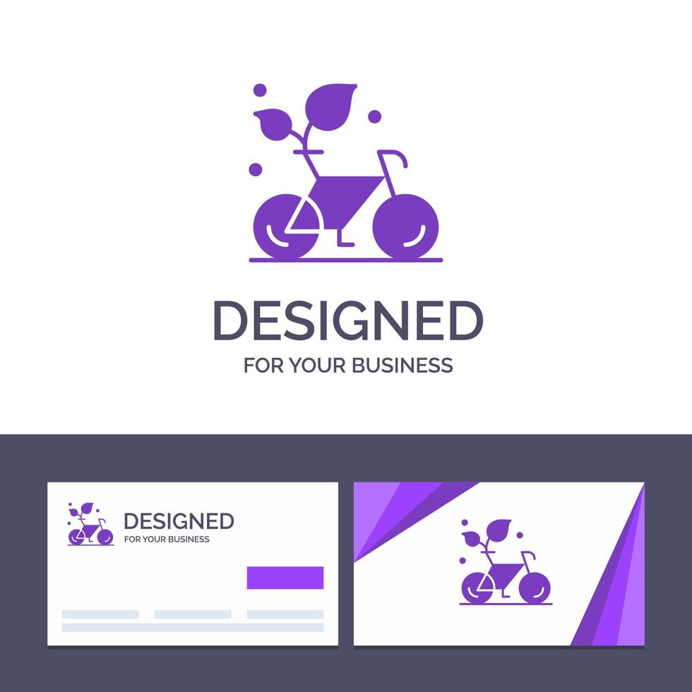 creatief bedrijf kaart en logo sjabloon fiets eco vriendelijk fabriek milieu vector illustratie