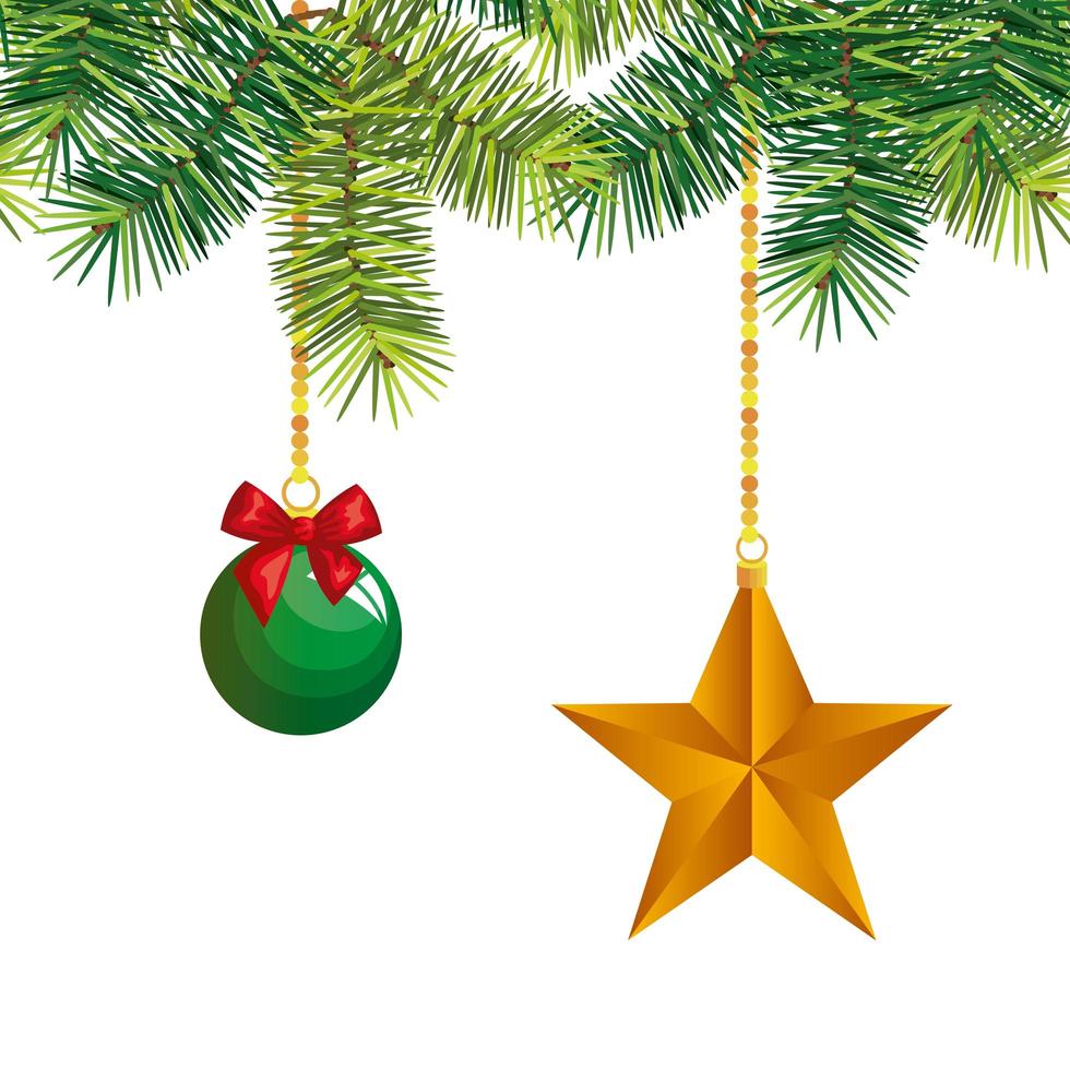 kerstbal met ster hangende decoratie vector