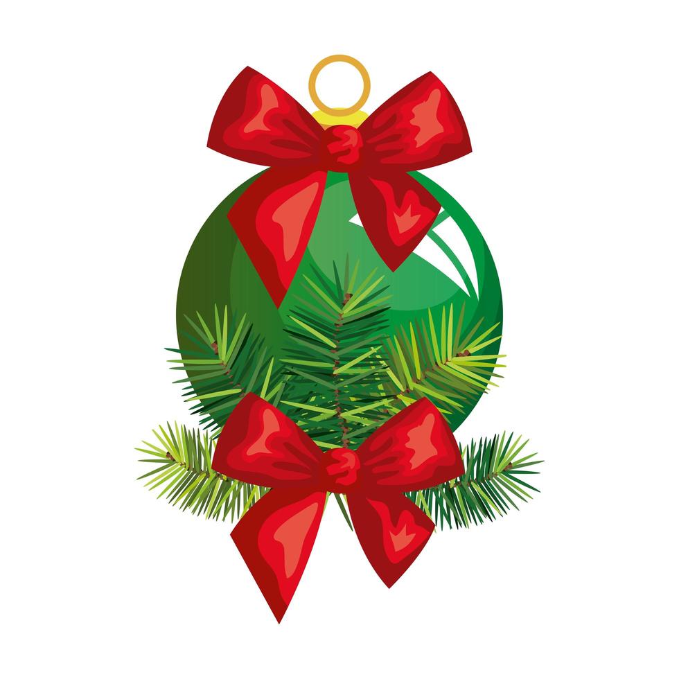 bal kerst met boog decoratie geïsoleerde pictogram vector