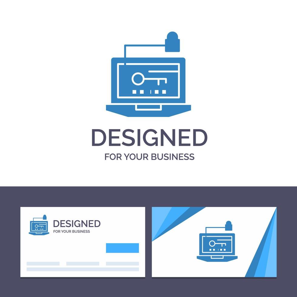 creatief bedrijf kaart en logo sjabloon toegang computer hardware sleutel laptop vector illustratie