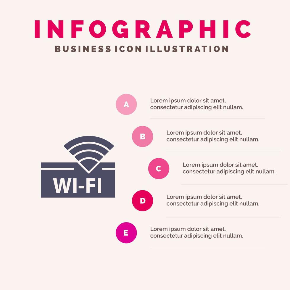 hotel Wifi onderhoud apparaat infographics presentatie sjabloon 5 stappen presentatie vector