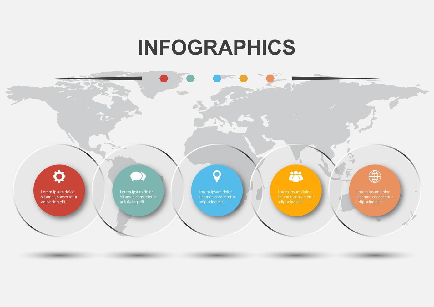 infographic ontwerpsjabloon met 5 cirkels transparant vector