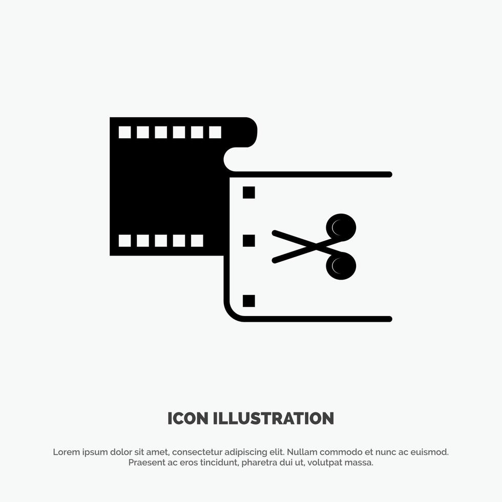 klem besnoeiing Bewerk bewerken film solide glyph icoon vector