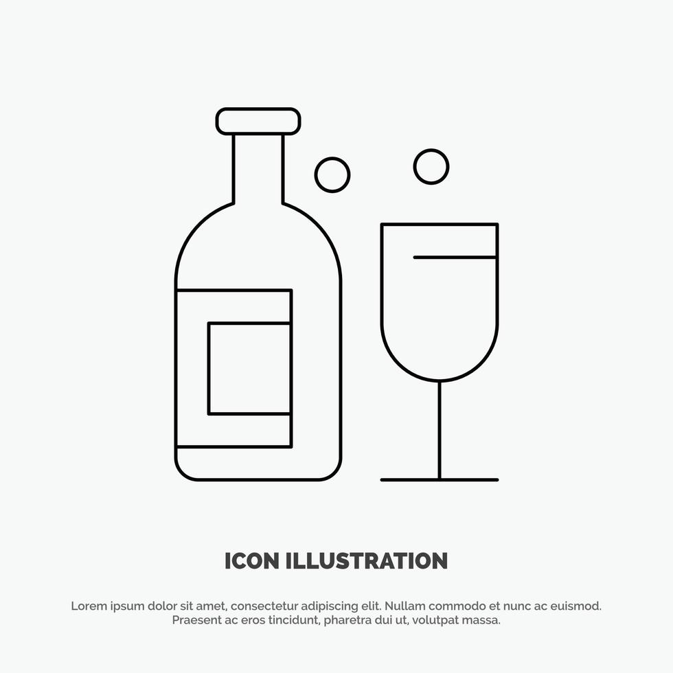 alcohol bar drinken whisky lijn icoon vector